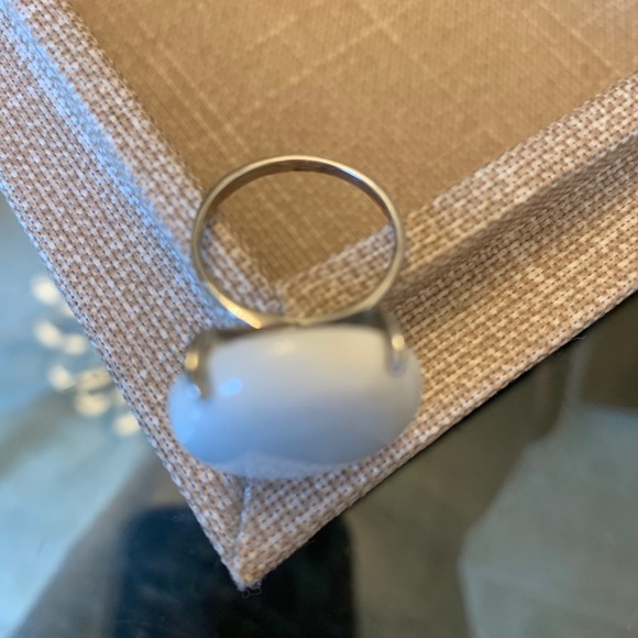 Sterling Silver Ring with Genuine White Gemstone - Picture 4 of 5